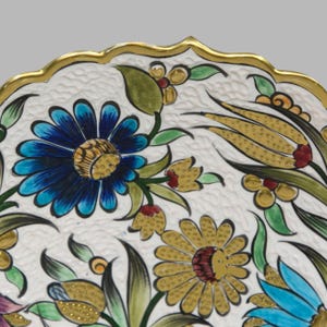 Hand-Painted Floral Ceramic Plate, Turkish Boho Wall Decor (30 cm) image 7