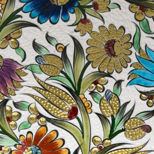 Hand-Painted Floral Ceramic Plate, Turkish Boho Wall Decor (30 cm) image 8