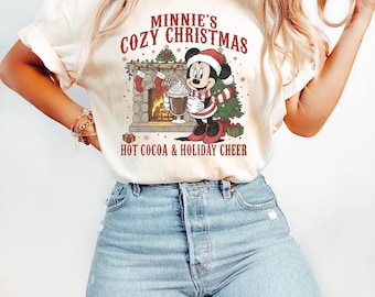Retro Minnie Hot Chocolate Christmas Shirt, Festive Disney Holiday Tee, Minnie Mouse Very Merry Christmas Shirt, Cute Xmas Gift Idea