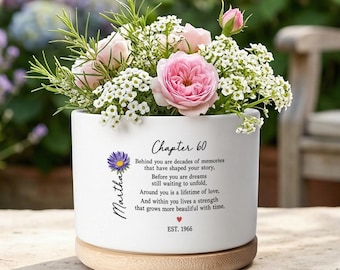 Personalized  Handmade Ceramic Planter with  Saucer Boho Flower Pot Minimalist Indoor Plant Holder Aesthetic Housewarming Gift