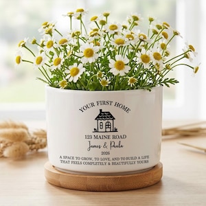 Personalized Housewarming Gift ,Custom Planter New Home Gift Idea ,First Home Keepsake, Plant Pot Moving Gift for Couples Family