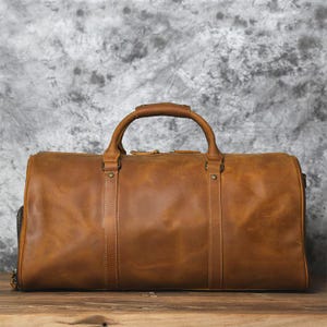 Sac polochon en cuir, sac de voyage, sac de sport pour la nuit, bagage à main, sac de voyage en cuir pour homme, sac cadeau garçons d&#39;honneur