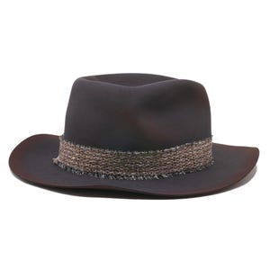 Brown Fedora Hat Soft Brim Felt Hat for Men Rustic Style Hat with Woven Band