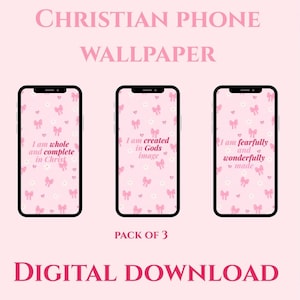Christelijke telefoonachtergronden Set van 3 bijbelvers iPhone-achtergronden Geloof bijbelvers behang Digitale download Affirmaties Positieve citaten