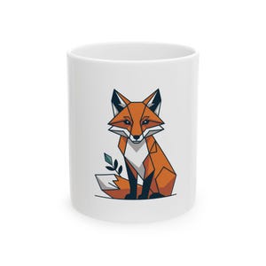 Fox Ceramic Mug, Cute Animal Gift, Fluffy Coffee Cup, Wildlife Tea Mug, Forest Creature Kitchen Decor