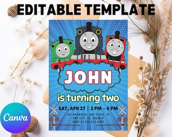 Thomas Train Birthday Invitation, Editable Party Invite (Digital Download)