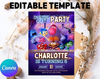 Inside Out 2 Birthday Invitation Template: Editable Kids Party Invite (Digital)