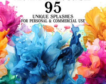 Alcohol Ink Splashes, Abstract Texture Clipart (Digital Download)