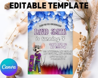 Chuck E Cheese Birthday Invitation Template | Editable Party Invite (Digital Download)