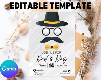 Father's Day Brunch Invitation, Editable Card Template (PDF)