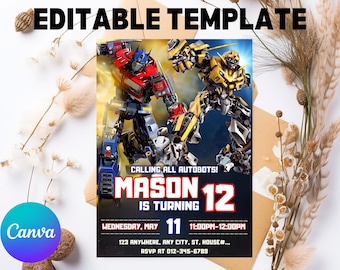 Editable Rescue Bots Transformers Birthday Invitation (Digital)