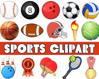 Sports Clipart Bundle | Athletic PNG Graphics for Kids (Digital Download