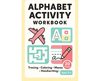 Alphabet Activity Workbook A-Z Tracing, Coloring, Mazes & Handwriting | Kids Printable Learning Book 26