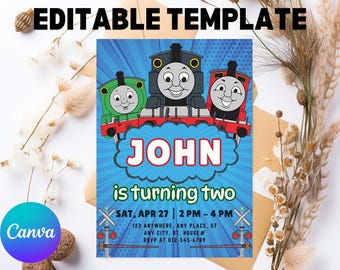 Thomas Train Birthday Invitation, Editable Party Invite (Digital Download)