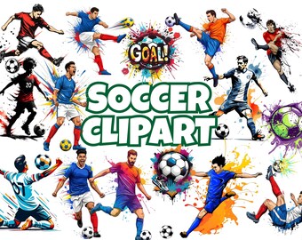 Soccer Clipart Bundle, Boys Birthday Invitation, Sport Art (Digital Download)