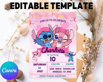Cartoon Kids Birthday Invitation | Editable Canva Template (Digital Download)