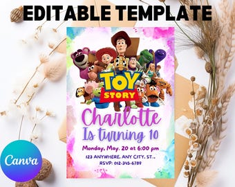 Toy Story Birthday Invitation: Woody, Buzz, Jessie (Editable Downloadable Template)