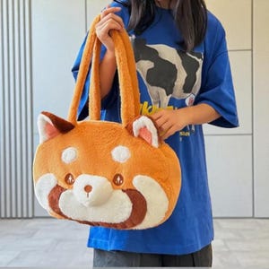Red Panda Plush Shoulder Bag, Kawaii Animal Soft Handbag, Gift for Her