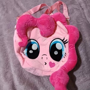 Pink Pie Plush Shoulder Bag, Cute Pony Crossbody Plush Bag, Gift for her