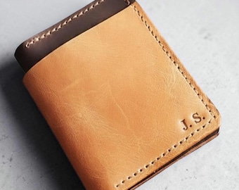 Full-Grain Leather Bifold Wallet, Personalized Cardholder for Men, Gift For Dad