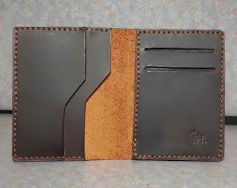 Handmade Crazy Horse Leather Bifold Wallet, Slim Card Holder, Hand Stitched Mens Wallet