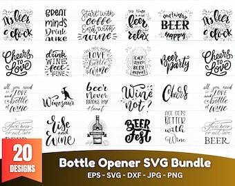 SVG-bundel flesopener | Sleutelhanger flesopener gesneden bestanden | Bar tool SVG voor Cricut & Silhouette | Lasergesneden digitaal ontwerp