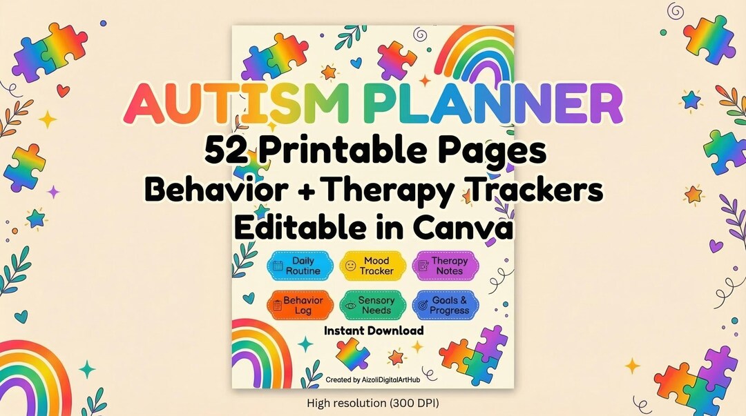 Complete Autism Therapy & Behavior Planner 52 Pages Printable, Editable ...