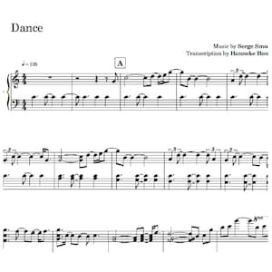 Dance, original sheet music for piano