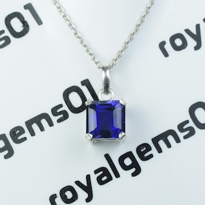 Blue Sapphire Necklace – Elegant Gemstone Pendant for Women, September Birthstone Jewelry, Dainty Blue Gem Necklace Gift for Her Wife.