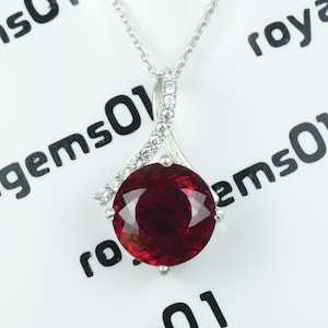 Ruby Birthstone Necklace – Classic Red Pendant with Cubic Zirconia Accents on 925 Sterling Silver – Anniversary Gift Idea.
