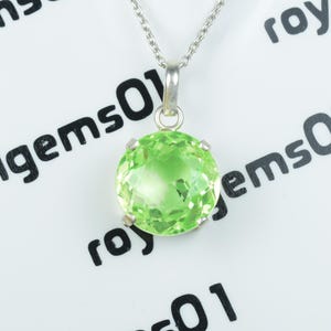 Elegant Round Shape Green Sapphire Pendant | Light Green Gemstone Necklace | 925 Sterling Silver Jewelry for Her, Sapphire Necklace.