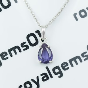 Pear Shape Alexandrite Necklace – Teardrop Color Change Gemstone Pendant – June Birthstone Alexandrite Jewelry – Gift for Women