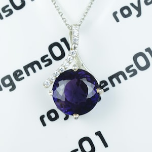 Alexandrite Pendant in Sterling Silver with CZ Zircon Setting – Color Changing Gemstone Necklace, June Birthstone Jewelry, Gift for Her.