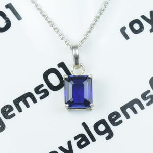 Dainty Blue Sapphire Silver Jewelry | Emerald Cut Sapphire Pendant | September Birthstone Necklace | Elegant Handmade Jewelry.
