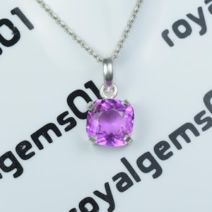 Minimalist Kunzite Necklace – Cushion Shape Pink Gemstone Pendant, Handmade 925 Sterling Silver Jewelry Gift for Women, Kunzite Jewelry.
