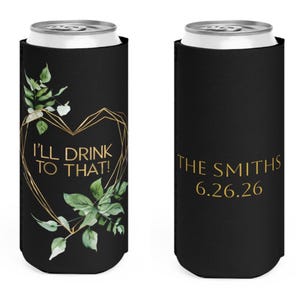 Wedding Favors Personalized Slim Can Cooler - Perfect for Weddings, Anniversaries, Parties, Gifts, Outdoor Events, Can Koozies