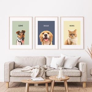 Custom Pet Portrait, Personalised Digital Pet Portrait, Dog Cat Wall Art, Printable Pet Memorial Gift, Pet Drawing Style DIGITAL DOWNLOAD