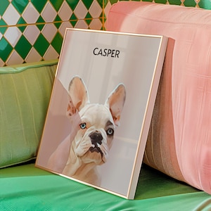 Custom French Bulldog Portrait, Printable Frenchie Wall Art, Personalized Dog Portrait from Photo, French Bulldog Gift Digital Download