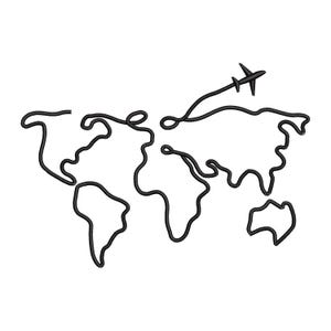 World Tour Airplane Embroidery Design | Travel Embroidery Design | Vacation Embroidery | Machine Embroidery File | Instant Download