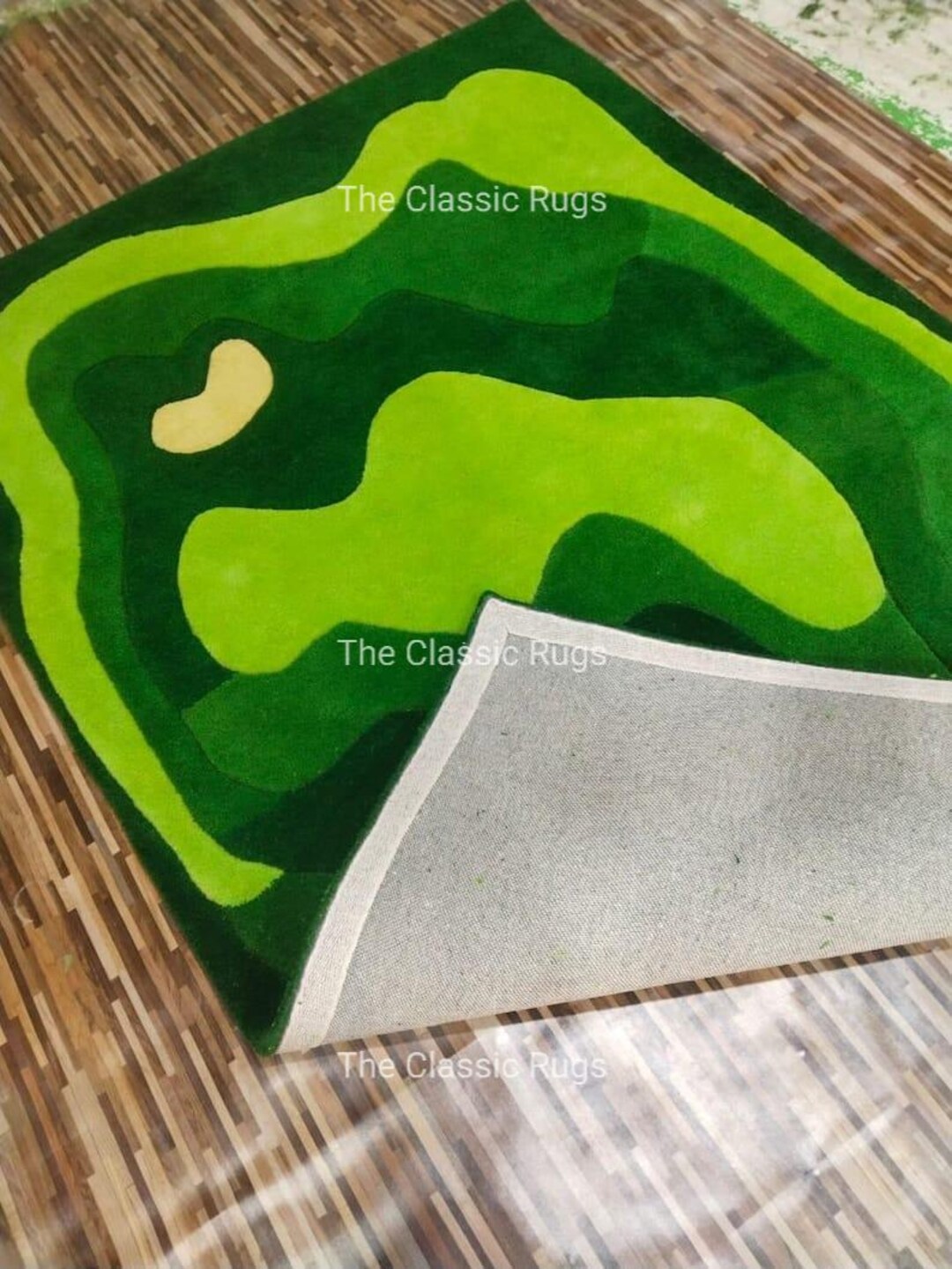 Hand-tufted Wool Area Rug: Golf Course Design, Green Decor - Etsy