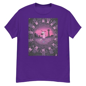 Camiseta de Coraje, el perro cobarde: camiseta gráfica de dibujos animados de terror surrealista