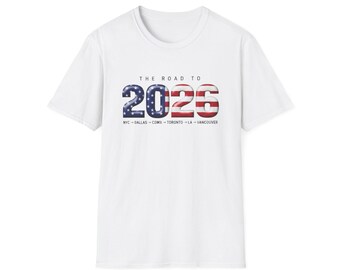 Der Weg ins Jahr 2026 T-Shirt | 16 Spielorte USA Kanada Mexiko | Fußball Turnier Fan Geschenk | Sommer-Fußball-Reise-T-Stück