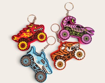 Monster Truck Set Two Style Fidget Clicker KeyChains