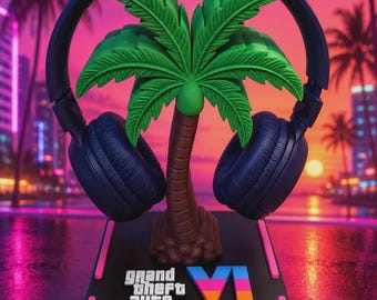 GTA VI Style Gaming Headphone Stand | Gamer Desk Decor | Gaming Room Accessory