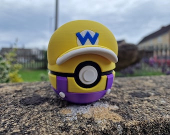Wario Inspired 3D Printed Pokeball Collectible