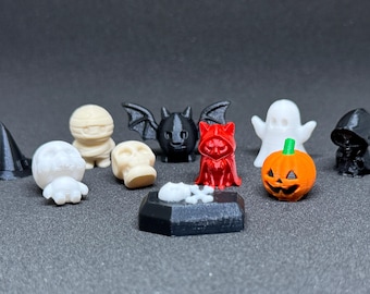 Halloween 3D Printed Minis: Spooky Mummy, Bat, Cat, Ghost & Pumpkin