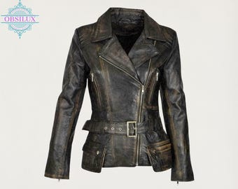 Premium Damen Lammfell Bikerjacke - Slim Fit, weiches echtes Leder Moto Style Motorrad-Mode-Oberbekleidung Outfit