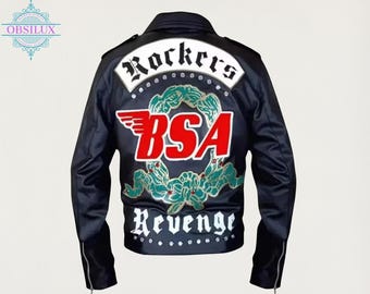 Ultimative George Michael Faith Jacke - Herren BSA Rockers Revenge Style Leder Motorrad Biker Retro Musik Mode Outfit