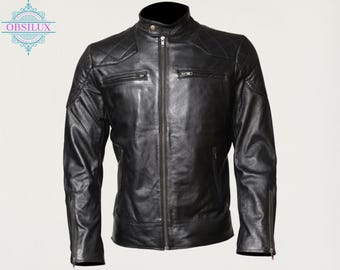 Premium Hannibal Staffel 3 Mads Mikkelsen Bikerjacke - David Beckham inspiriertes schwarzes Leder Herren Motorrad-Mode Outfit