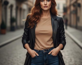 Abrigo largo de cuero negro para mujer / Gabardina entallada de piel de cordero auténtica para otoño e invierno / Elegante abrigo de cuero auténtico